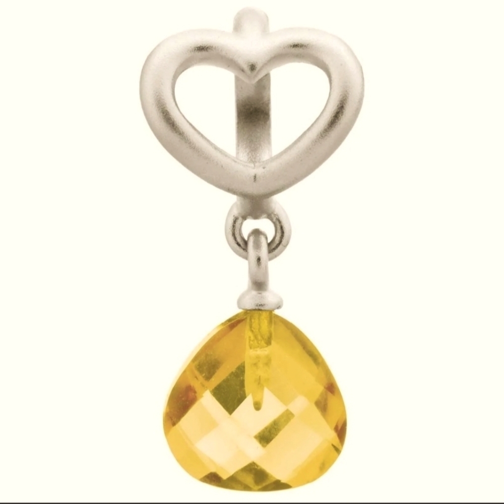 Endless Jewelry Citrine Heart Grip Drop Silver Crystal